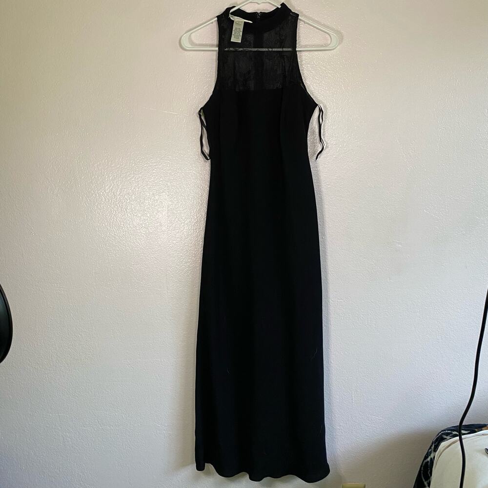 Evan-Picone Black Lace Front Draped Blck Dress Size 6